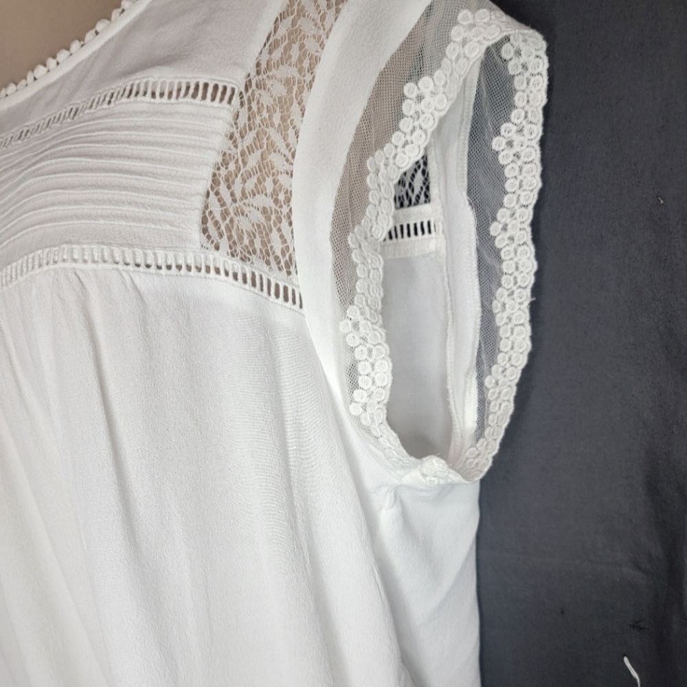 Daniel Rainn White Lace Trim Blouse Petite XL - Picture 6 of 8